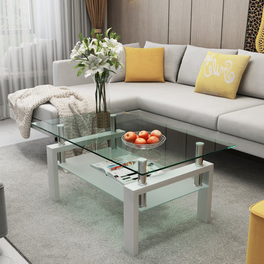 White Coffee Table Clear Coffee Table Modern Side Center