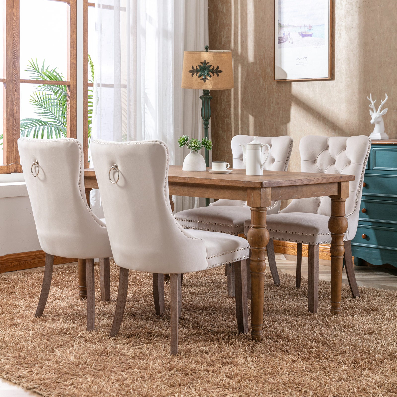 high-end velvet dining chair set