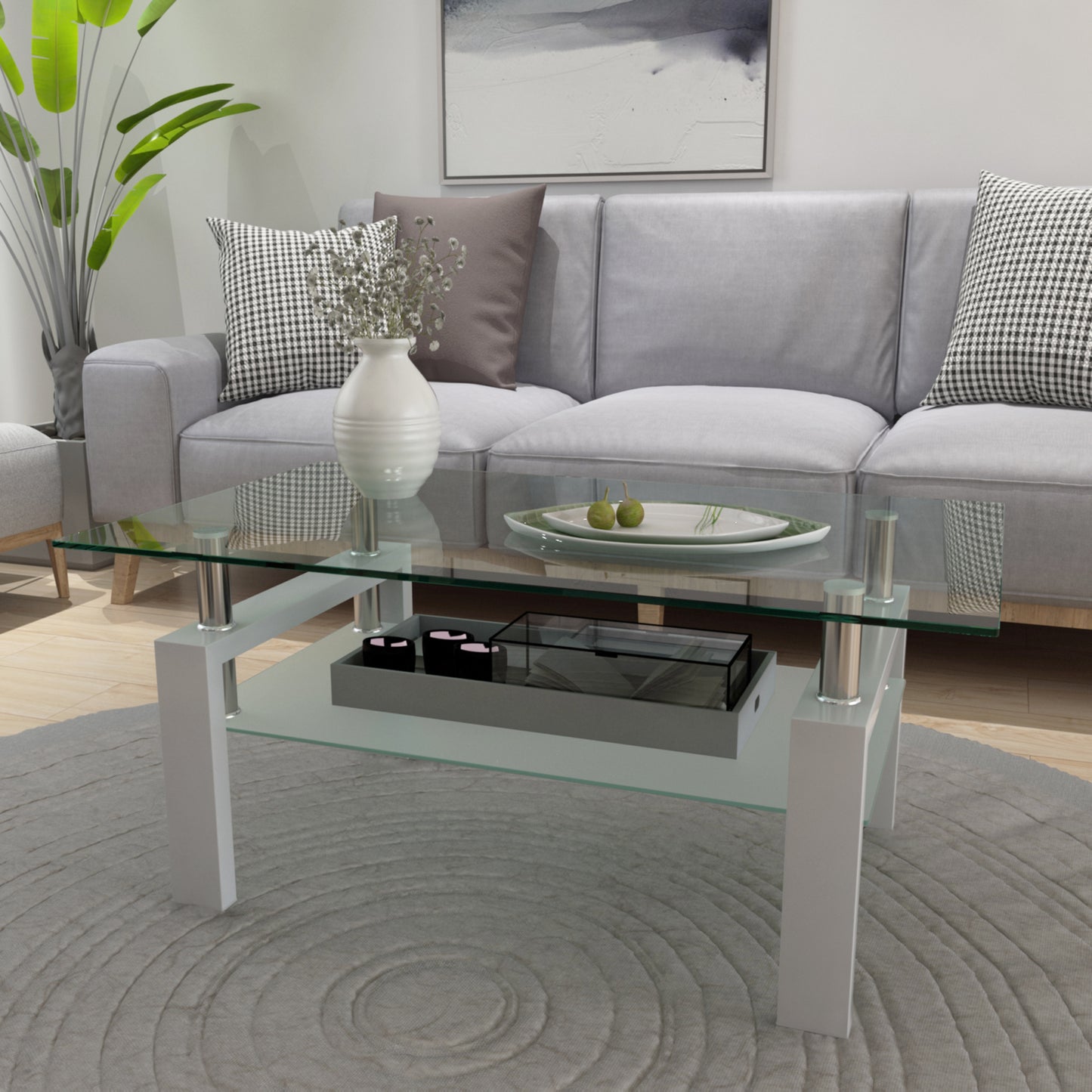 White Coffee Table Clear Coffee Table Modern Side Center