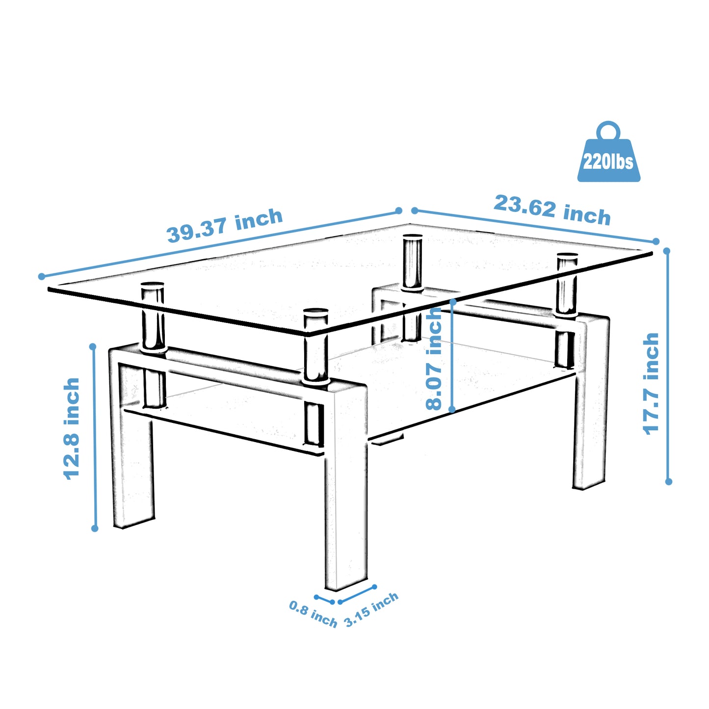 White Coffee Table Clear Coffee Table Modern Side Center