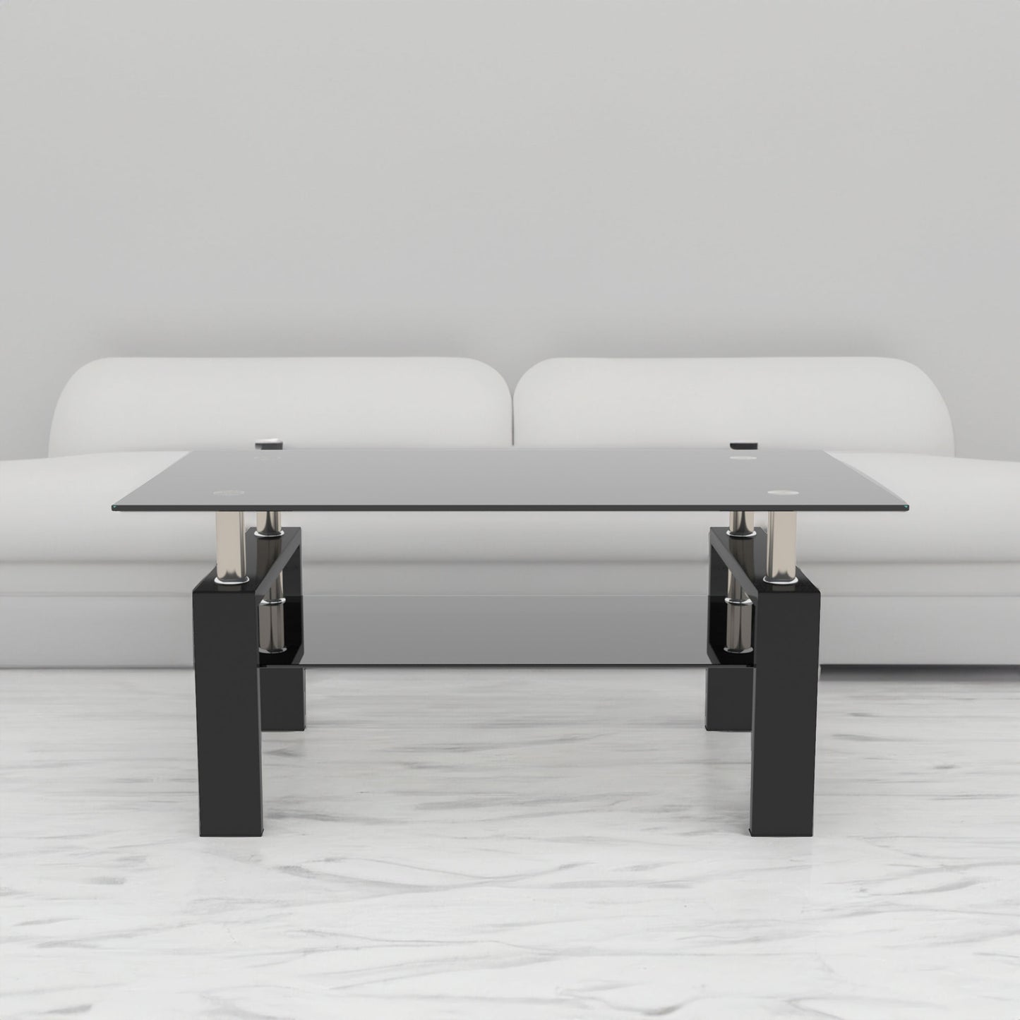 rectangle black glass coffee table
