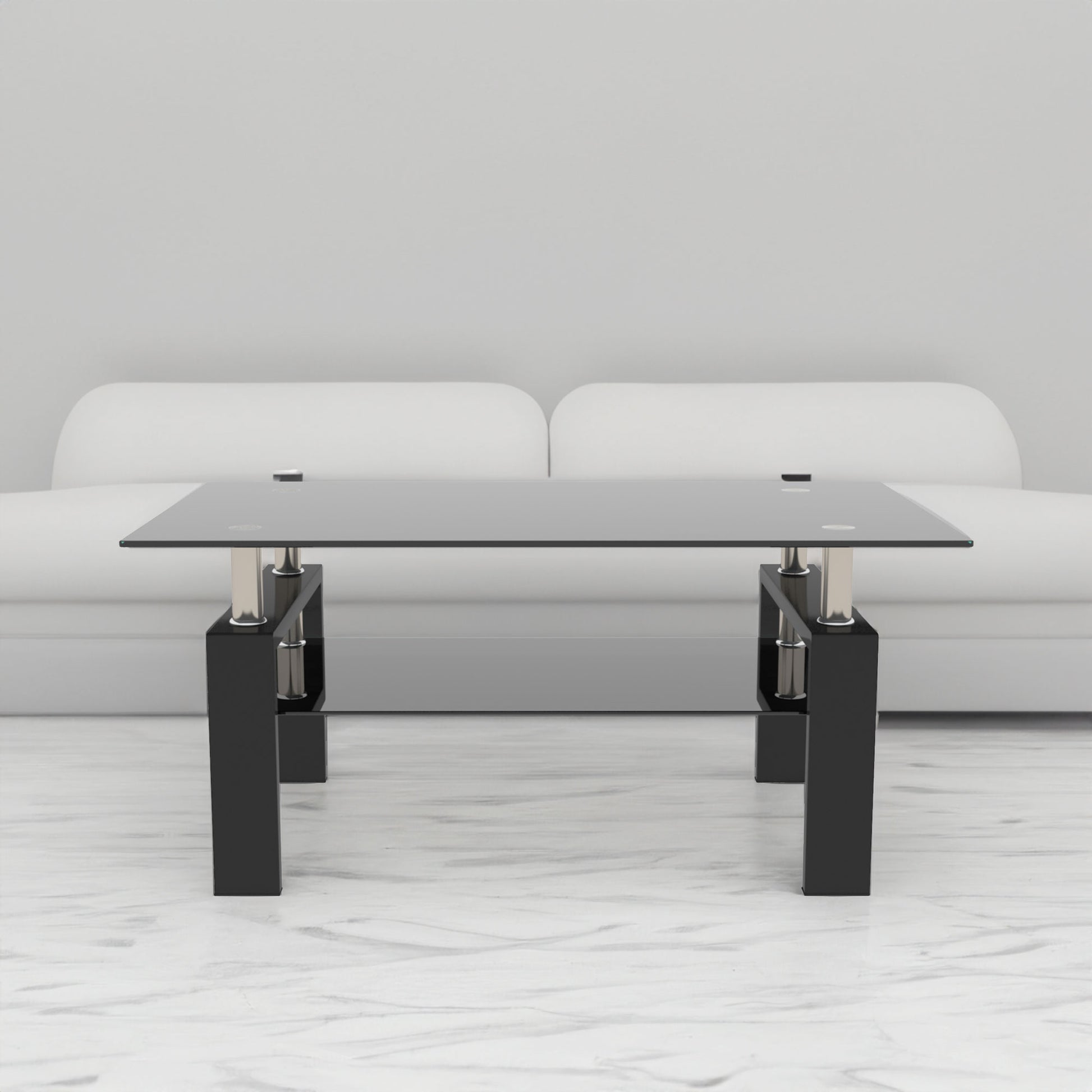 rectangle black glass coffee table
