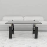 rectangle black glass coffee table