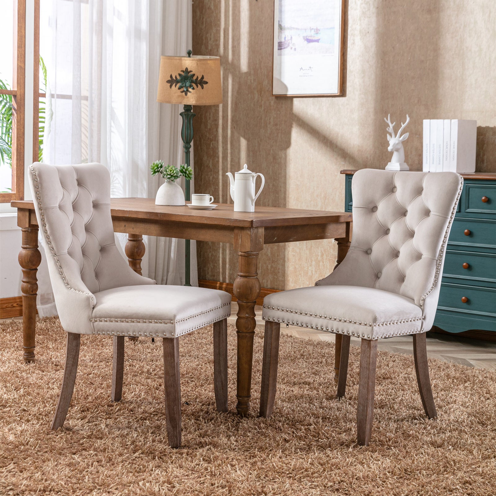 high-end velvet dining chair set