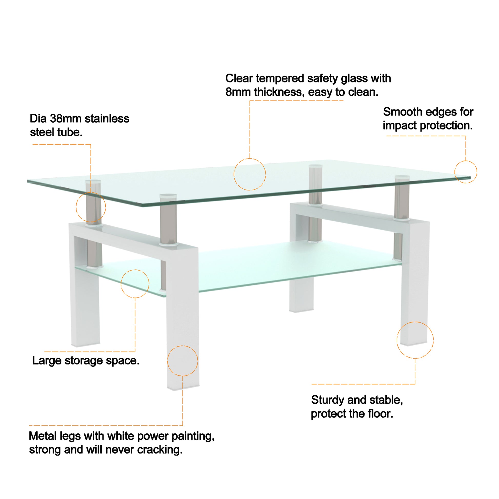 White Coffee Table Clear Coffee Table Modern Side Center