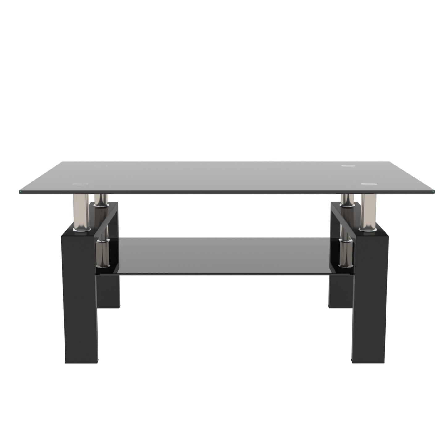 rectangle black glass coffee table