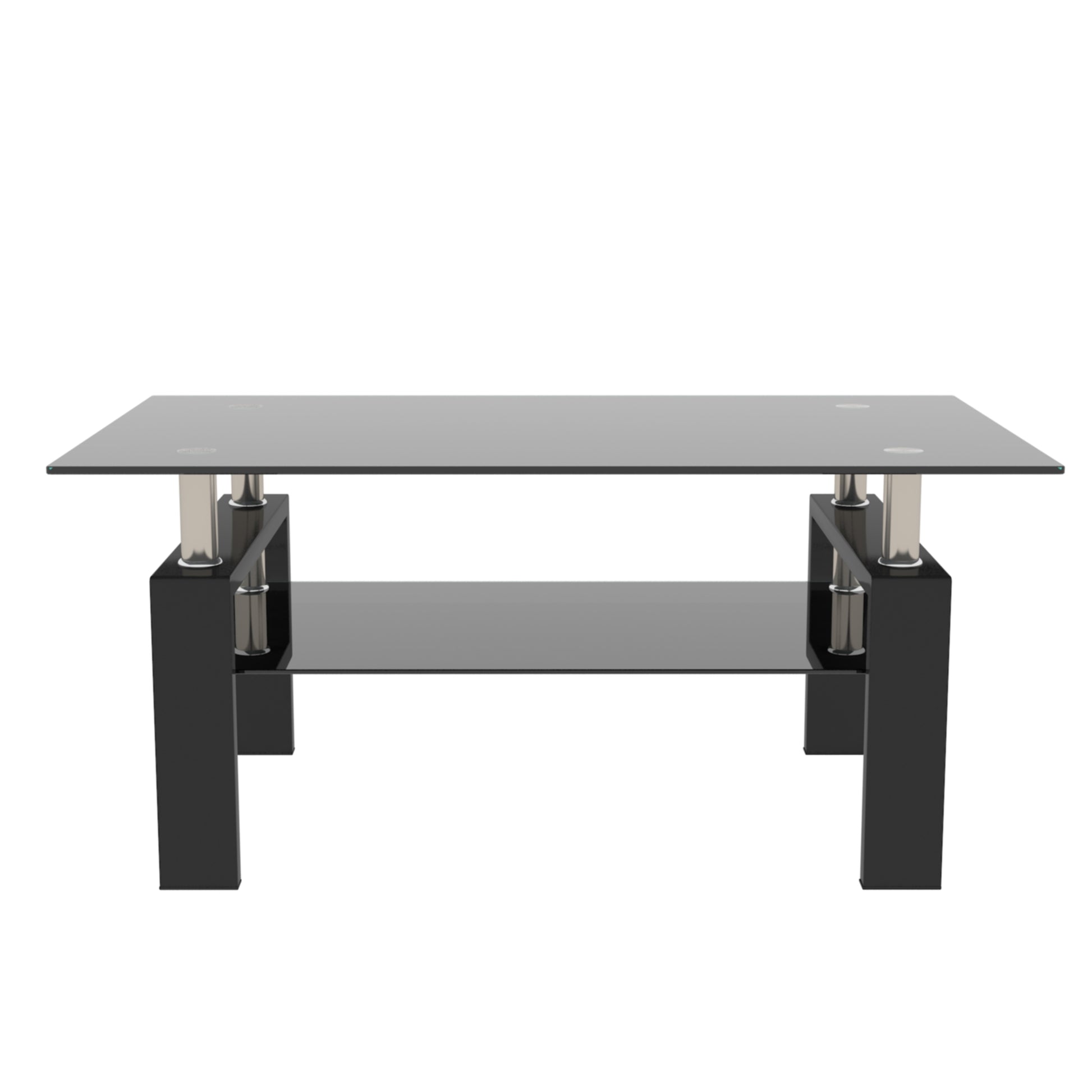 rectangle black glass coffee table
