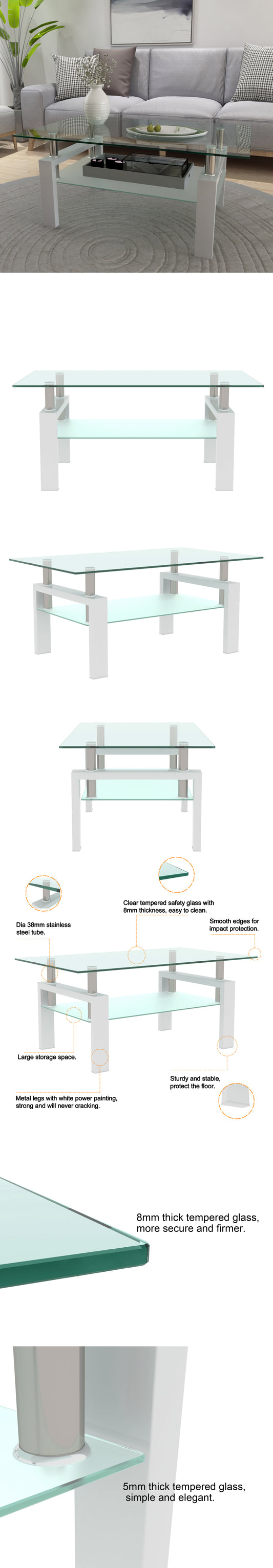 White Coffee Table Clear Coffee Table Modern Side Center