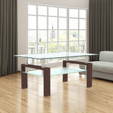 walnut glass coffee table