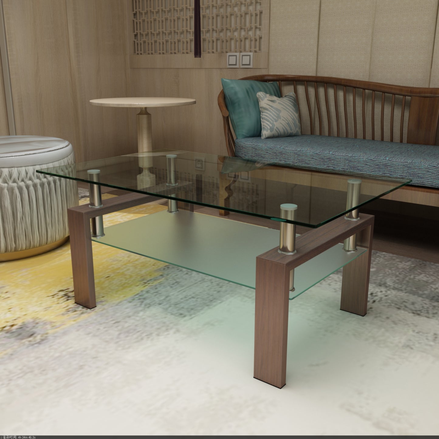 walnut glass coffee table