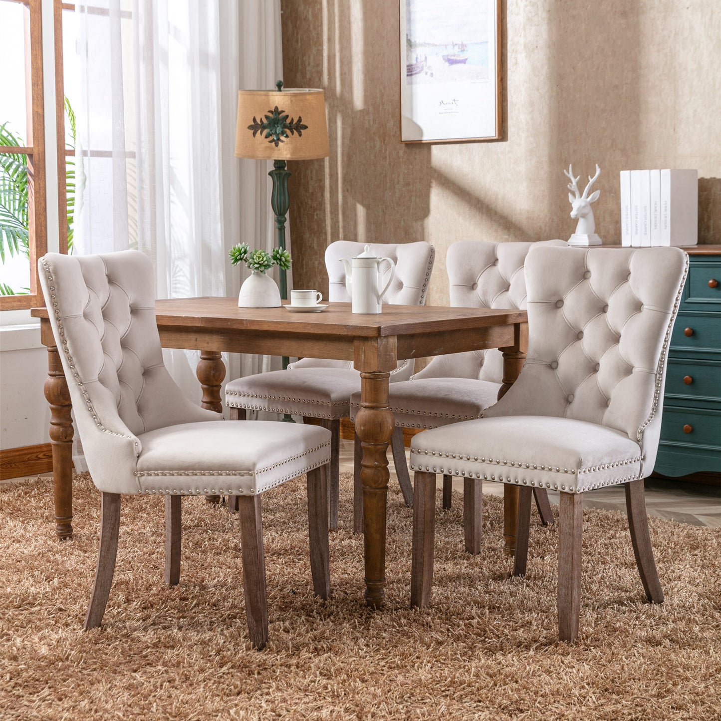 high-end velvet dining chair set