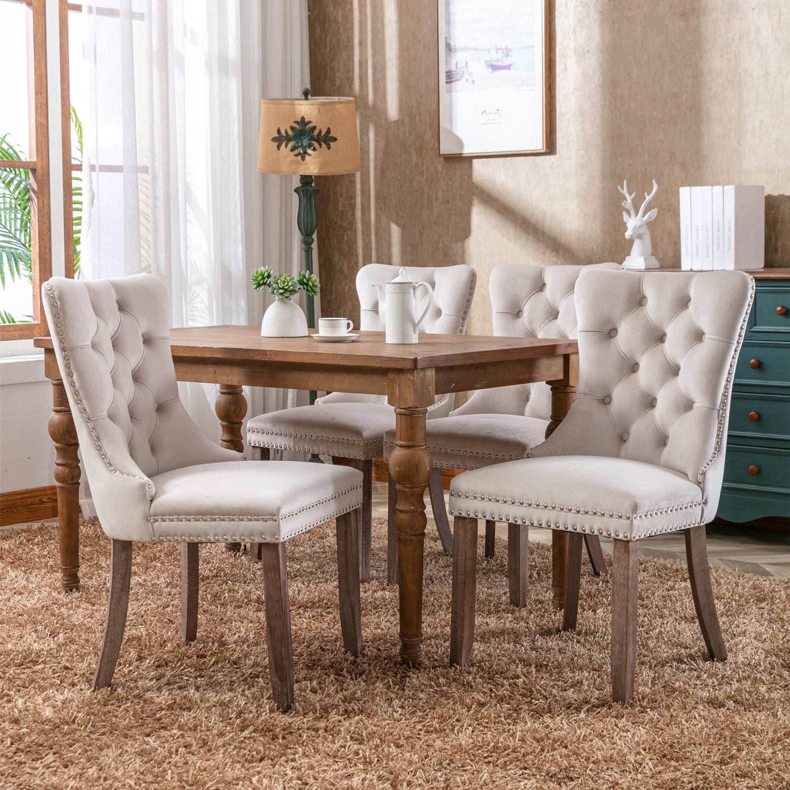 high-end velvet dining chair set