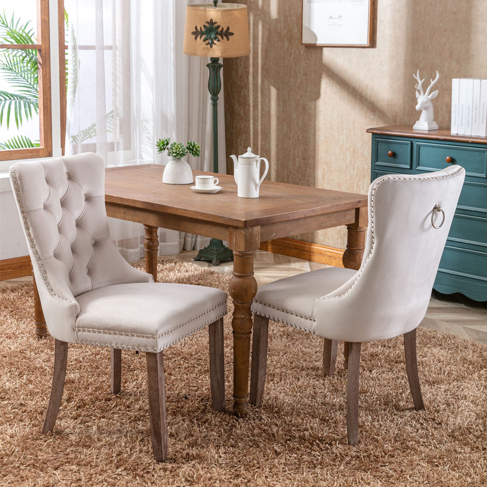 high-end velvet dining chair set