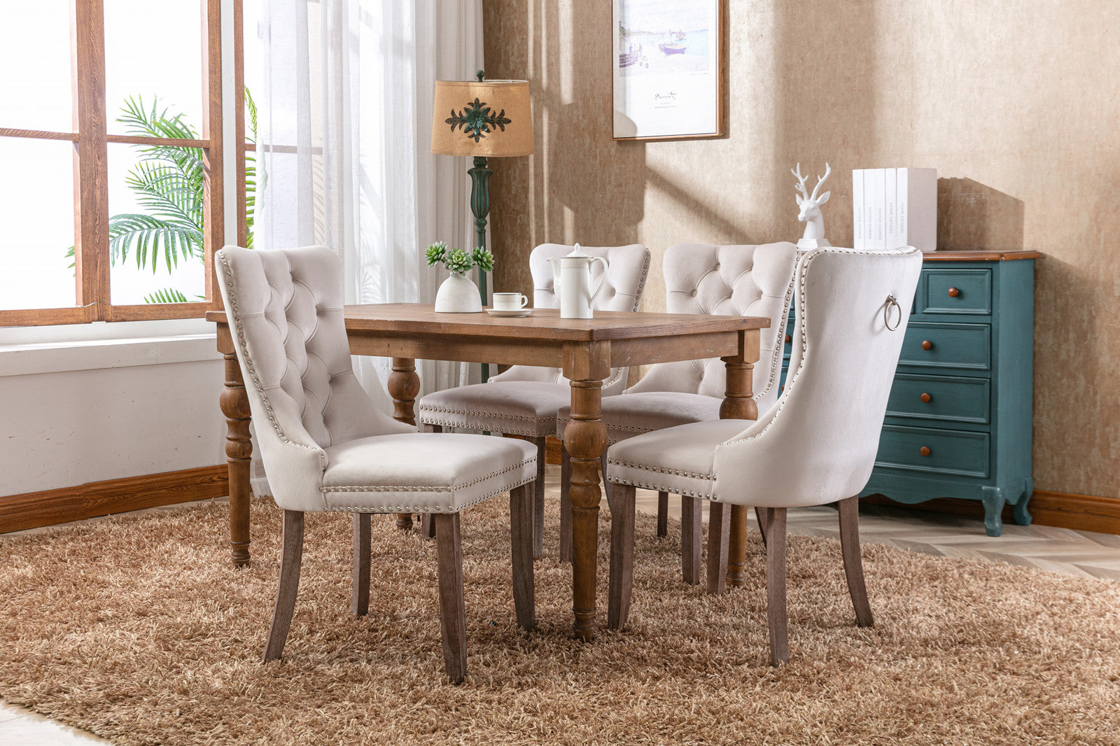 high-end velvet dining chair set