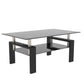 rectangle black glass coffee table